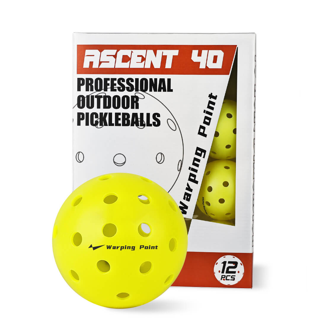 Ascent 40 professional outdoor pickleballs yellow perforated balls Warping Point 12 pcs on Tampa Home & Garden Store
