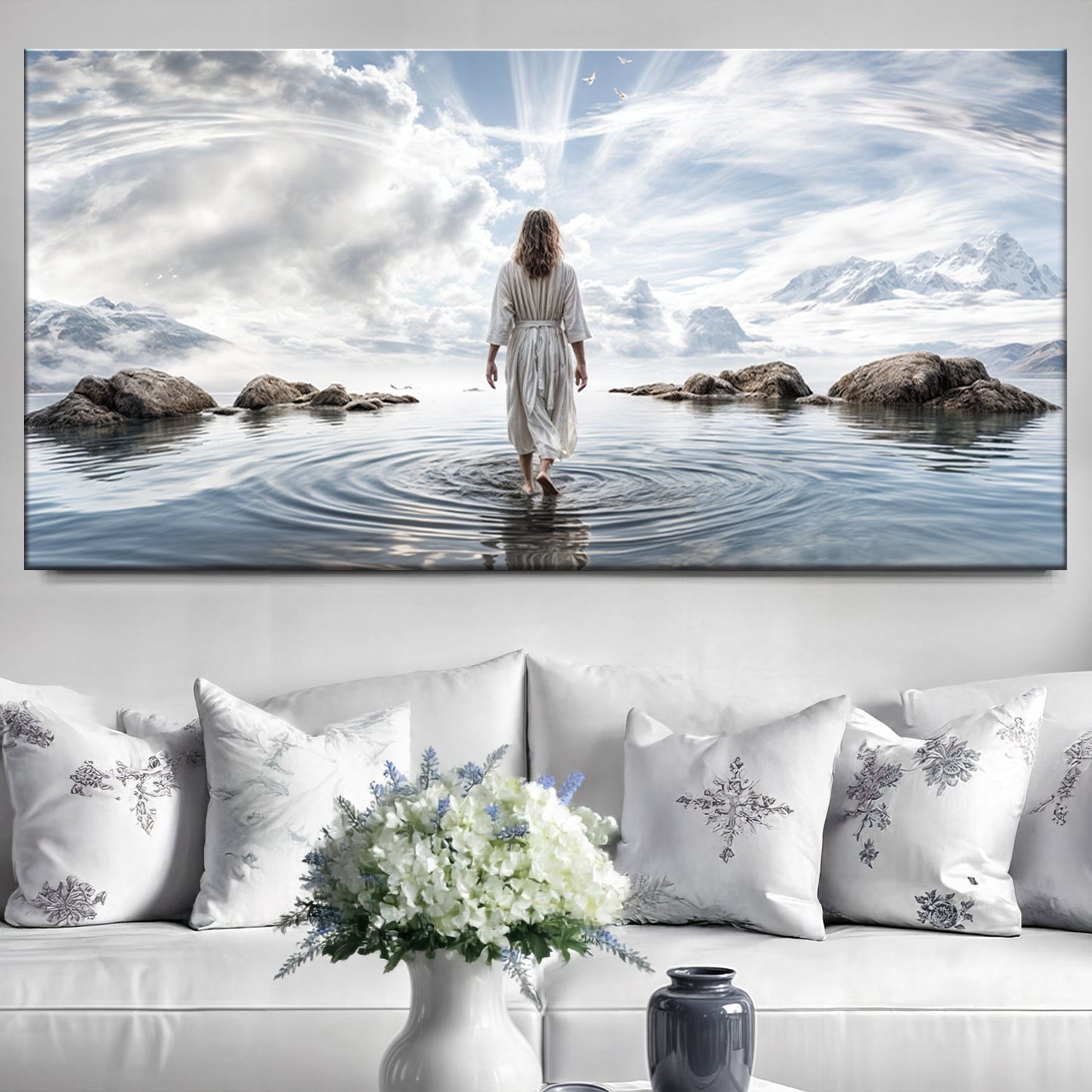 Reflections Faith Wall Art X canvas by Tailored Canvases in serene coastal scene on Tampa Home & Garden Store