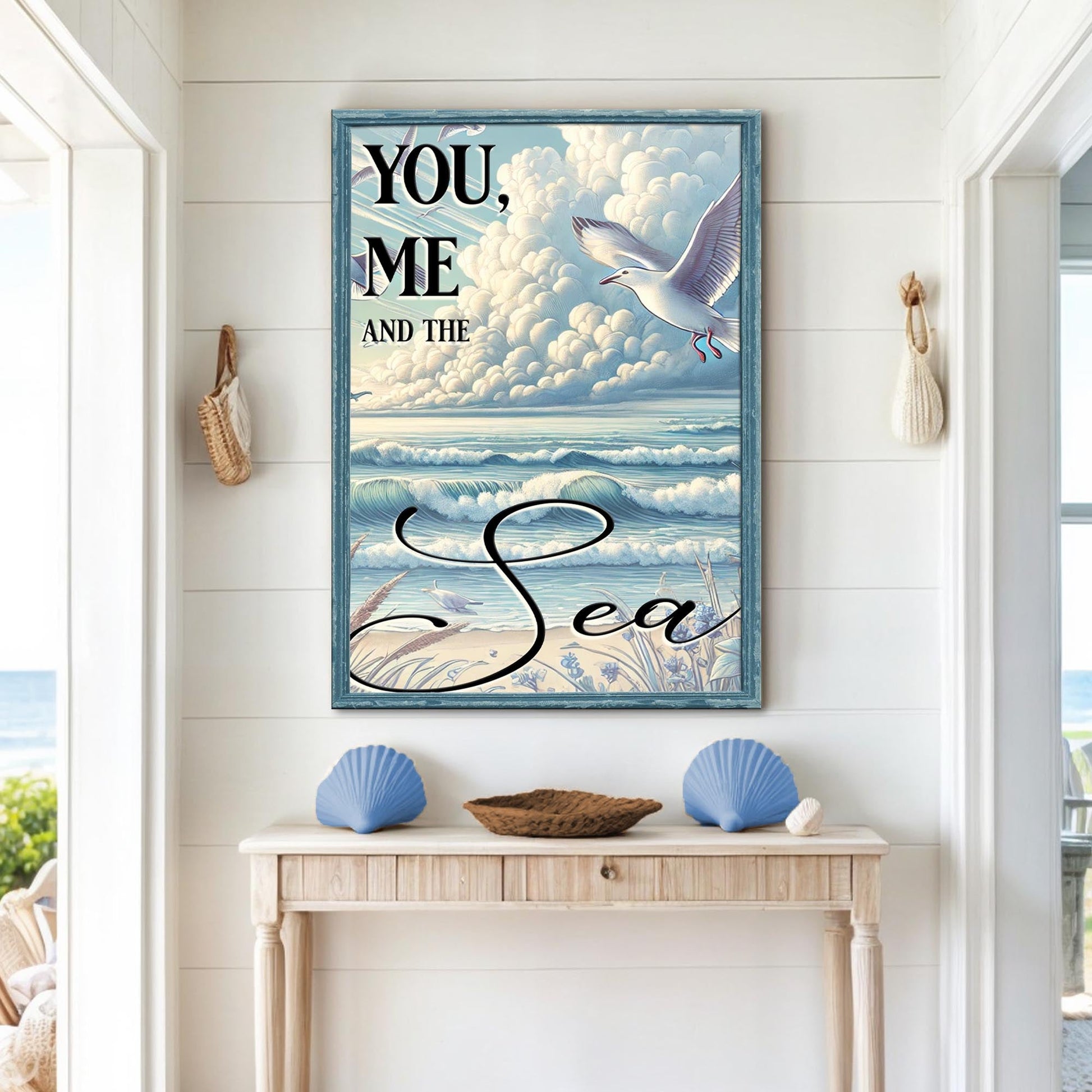 Canvas wall art You, Me and the Sea Coastal Sign IV by Tailored Canvases, blue seascape on Tampa Home & Garden Store