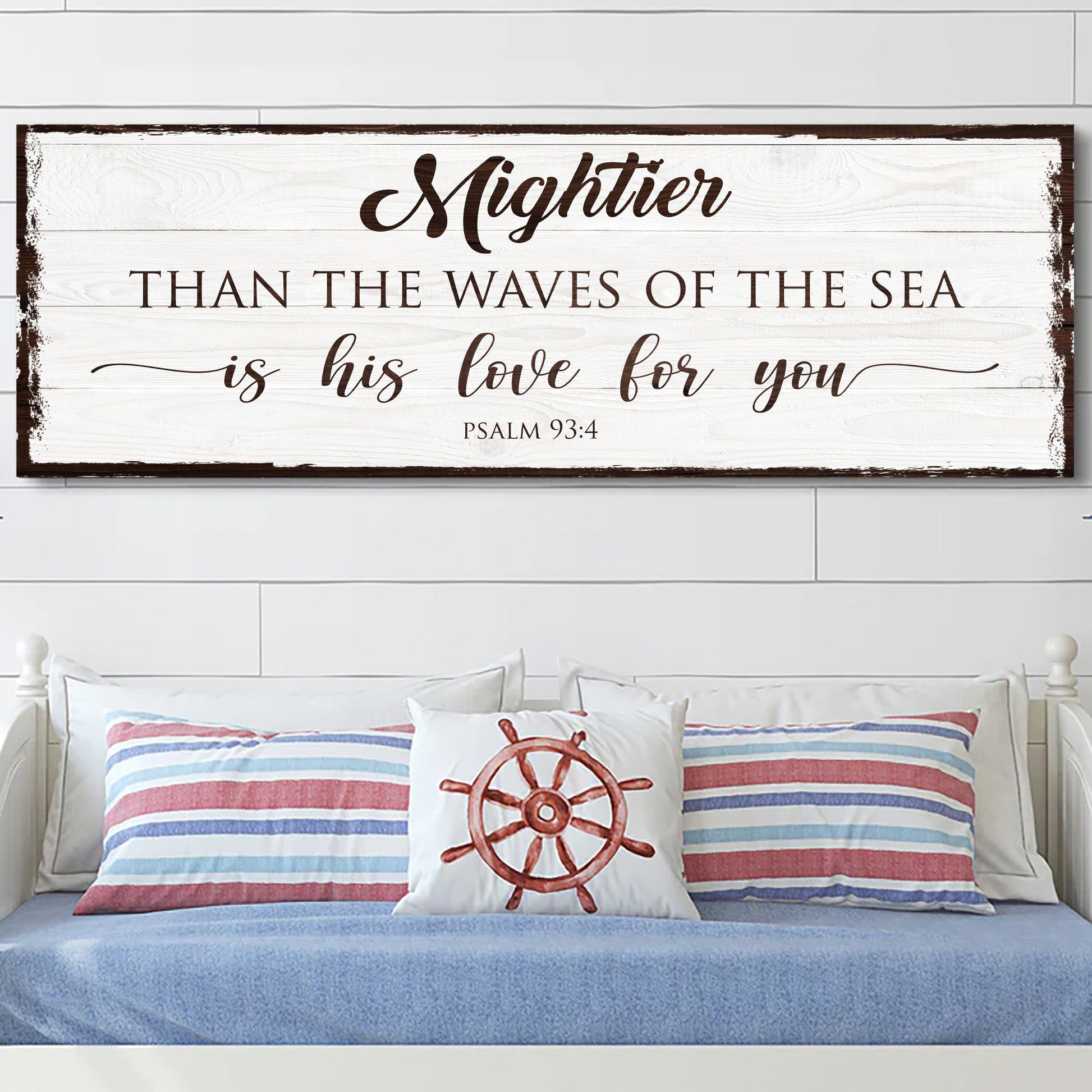 Canvas sign Mightier Than the Waves of the Sea Psalm 93:4 by Tailored Canvases on Tampa Home & Garden Store