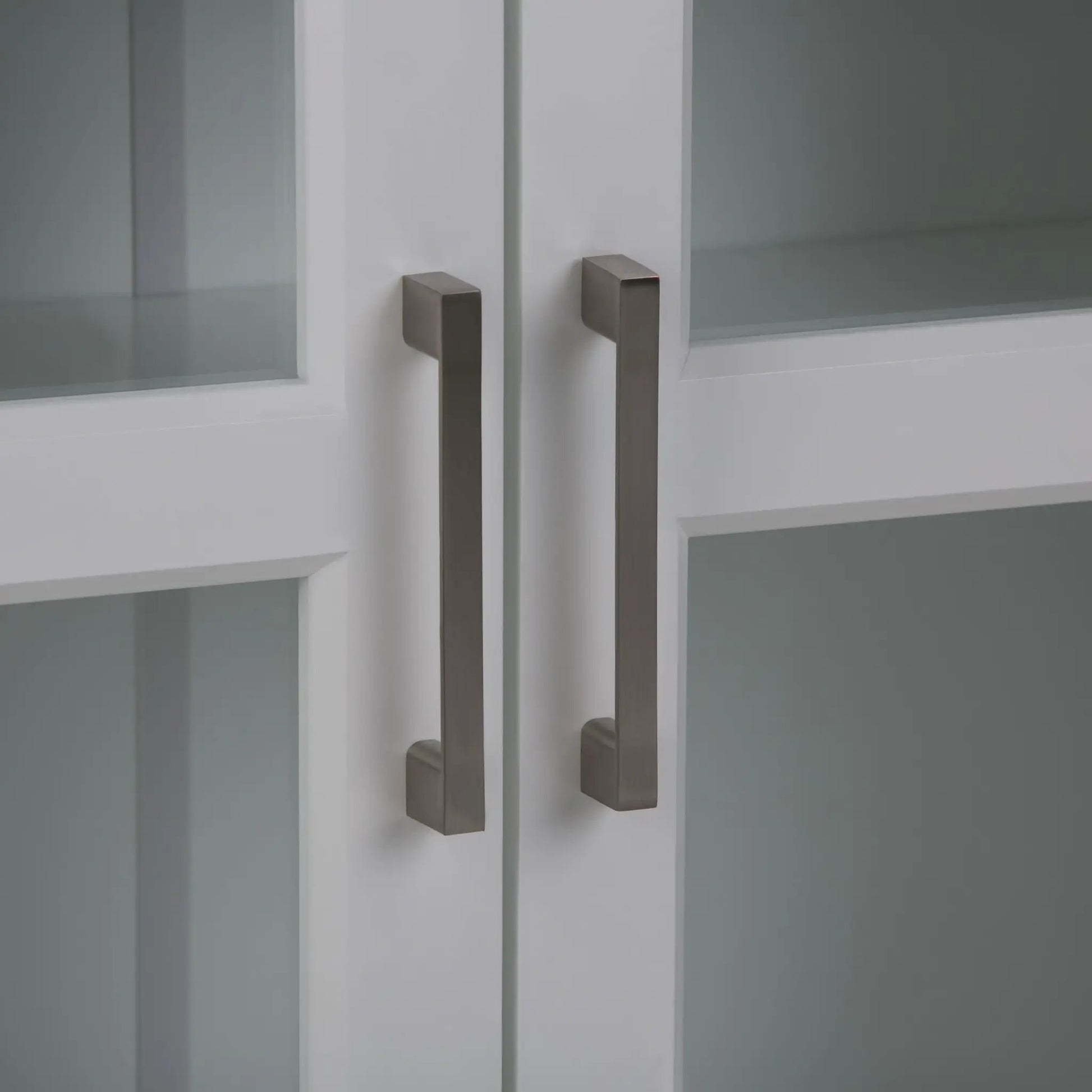 Avington 2 Door Wall Cabinet with Cubbies white with frosted glass panels and brushed nickel handles on Tampa Home & Garden Store