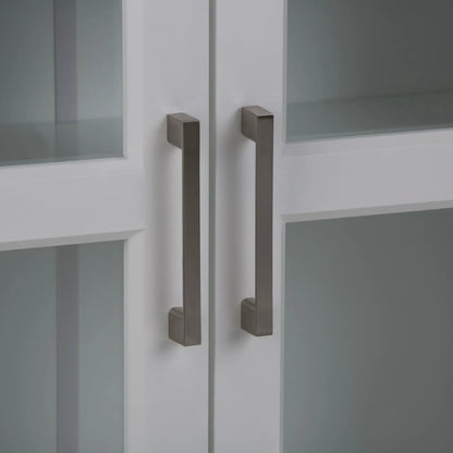 Avington 2 Door Wall Cabinet with Cubbies white with frosted glass panels and brushed nickel handles on Tampa Home & Garden Store