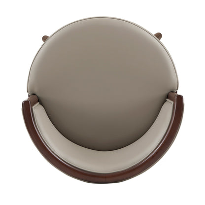 Evalyn Counter Stool beige upholstery curved back with dark wood arms counter height on Tampa Home & Garden Store