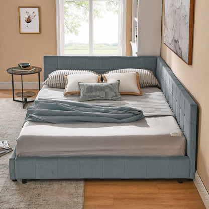 Mid Century Storage Upholstered Tufted Bed Frame