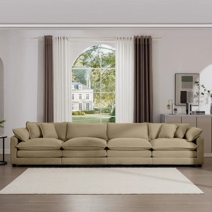 Modern Upholstered 4 Seater Sofa With Pillows