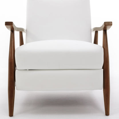 Sarasota Arm Push Back Recliner white upholstery with brown wood legs front view on Tampa Home & Garden Store