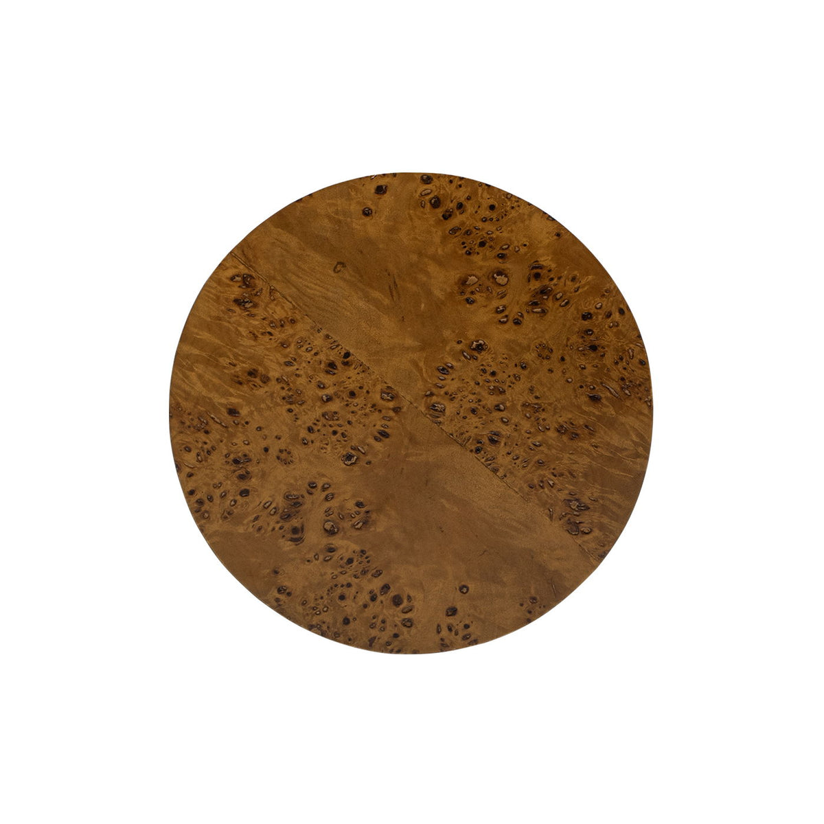 Nebula Accent Pillar Side Table burl wood veneer round top dark brown on Tampa Home & Garden Store