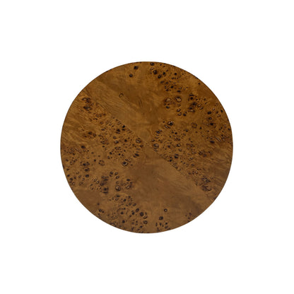 Nebula Accent Pillar Side Table burl wood veneer round top dark brown on Tampa Home & Garden Store