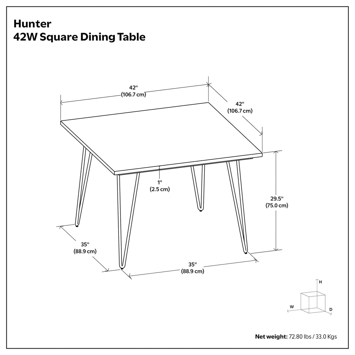 Square Mango Wood Dining Table with Hairpin Legs by HouseOfZazla, 42 in square on Tampa Home & Garden Store