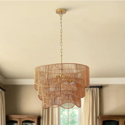 Chandelier With 7 Light E26 Base and Wave Pendant