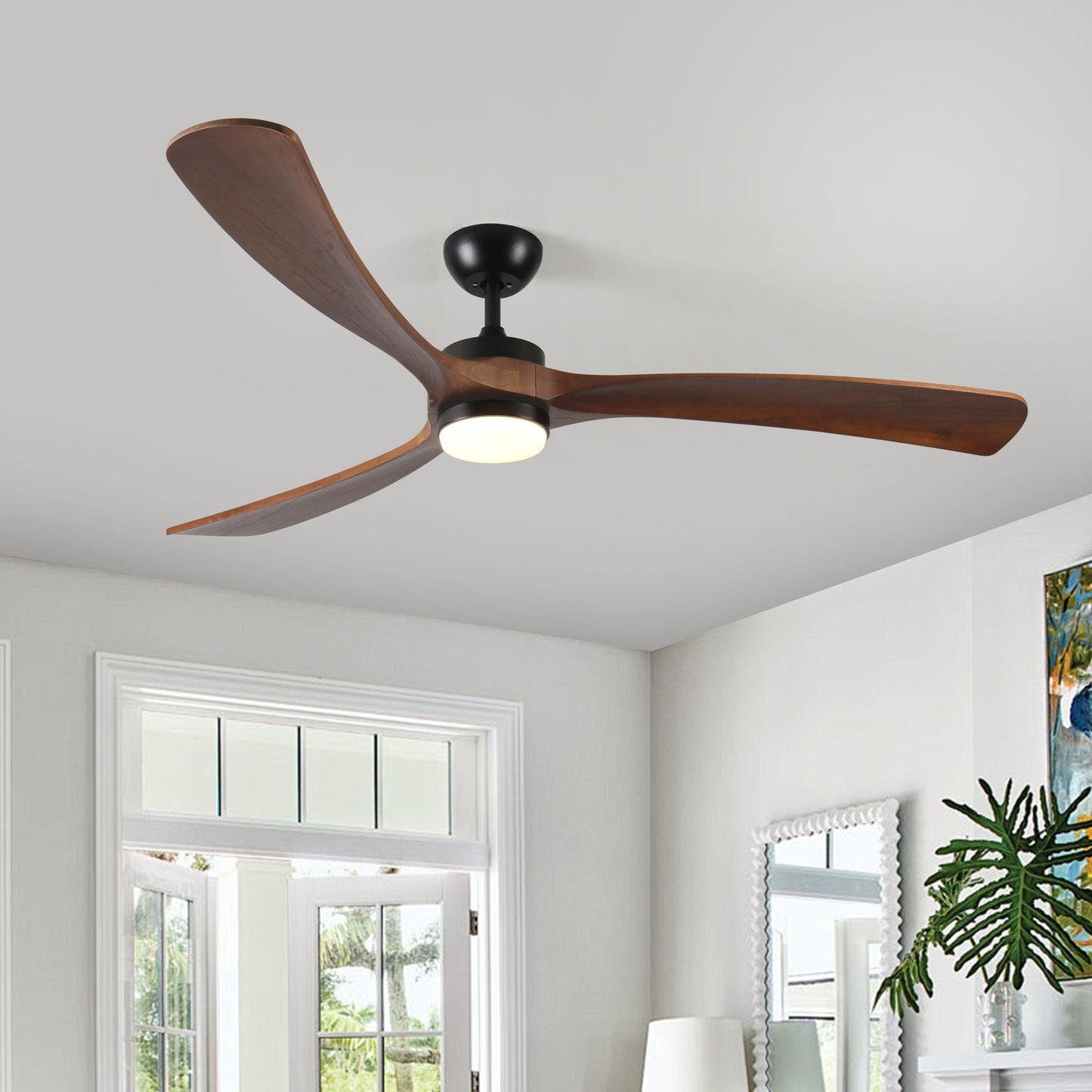 Solid Wood Ceiling Fan With Lights and Remote