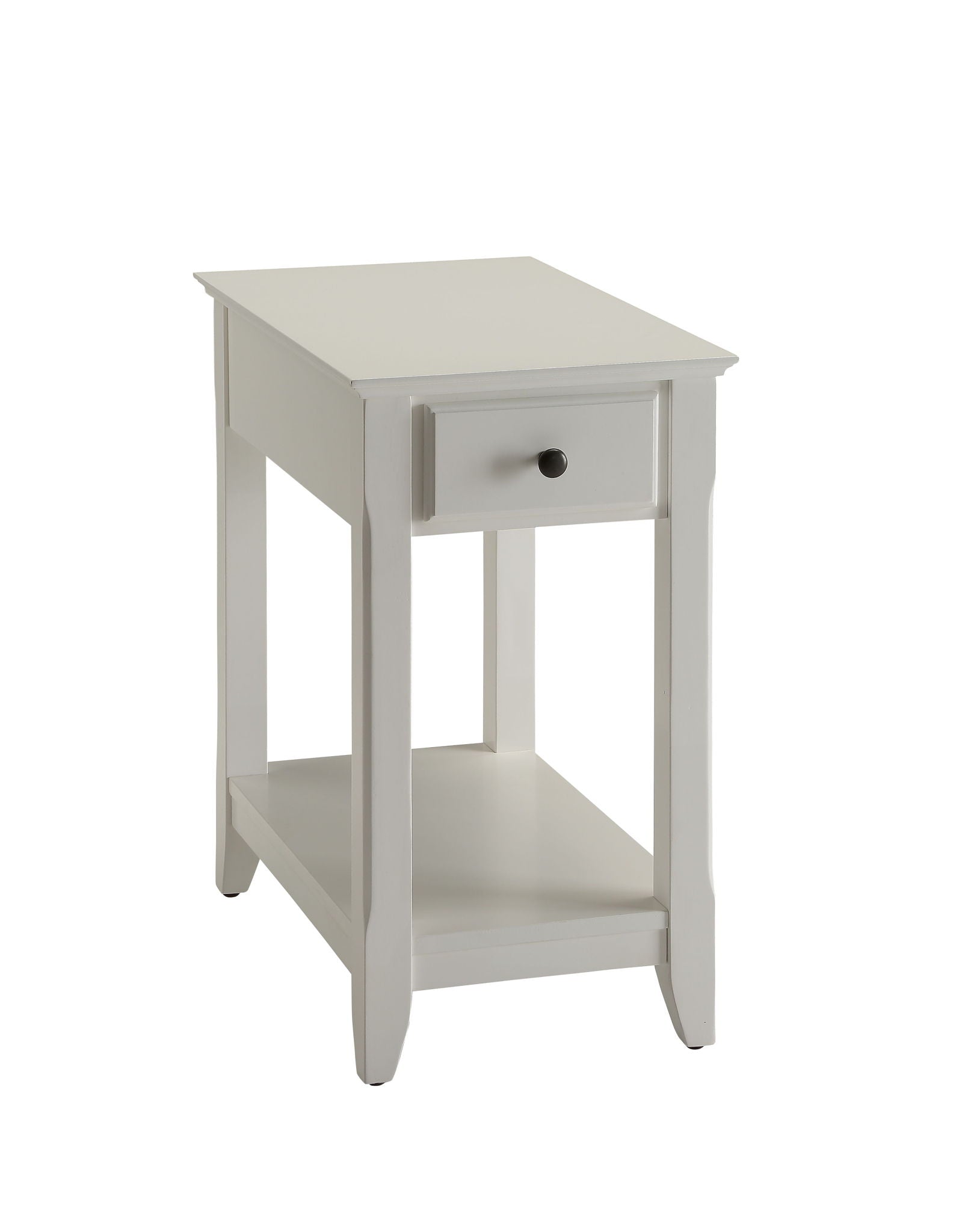 Bertie Accent Table white with single drawer, black knob, lower shelf HouseOfZazla on Tampa Home & Garden Store