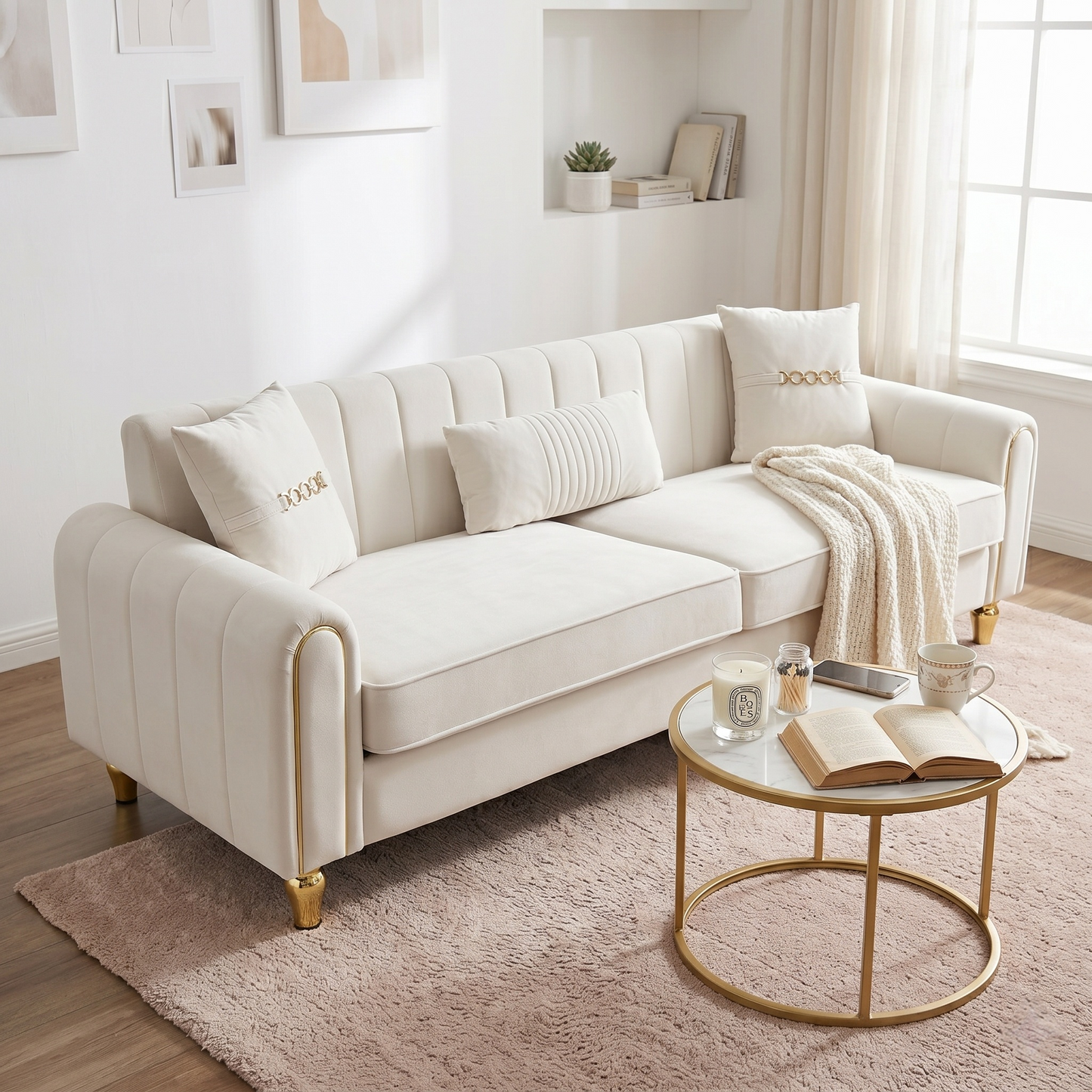 FX P11 CW Plush 3 Seater Sofa for Living Room