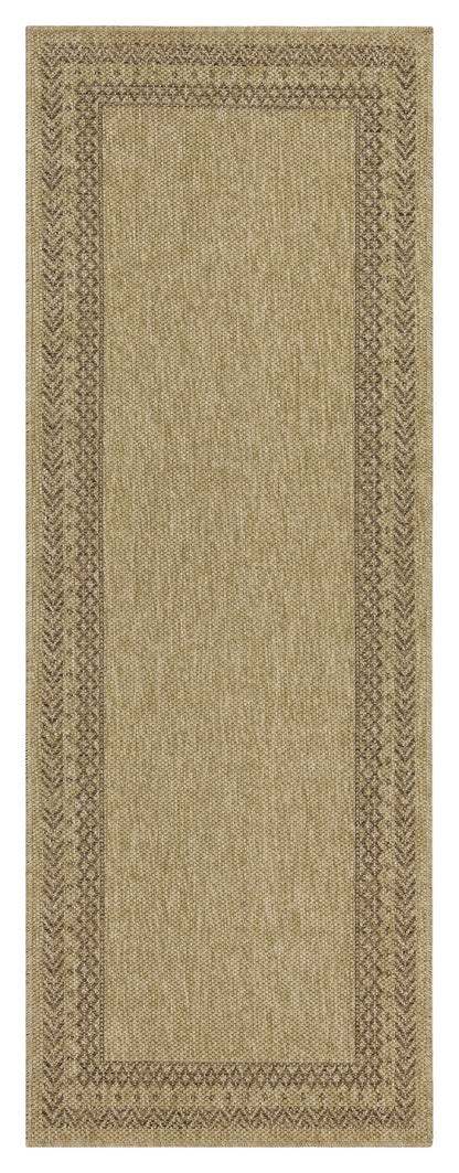 Durable Jute Indoor Outdoor Area Rug by HouseOfZazla in natural beige with brown border on Tampa Home & Garden Store