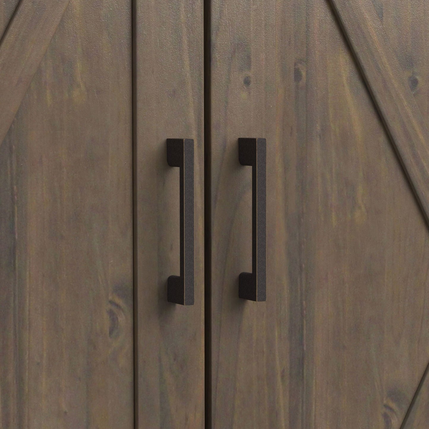 Ela - Medium Storage Cabinet smoky brown wood with vertical dark metal handles on Tampa Home & Garden Store