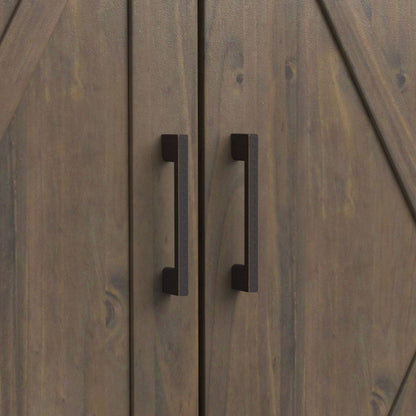 Ela - Medium Storage Cabinet smoky brown wood with vertical dark metal handles on Tampa Home & Garden Store