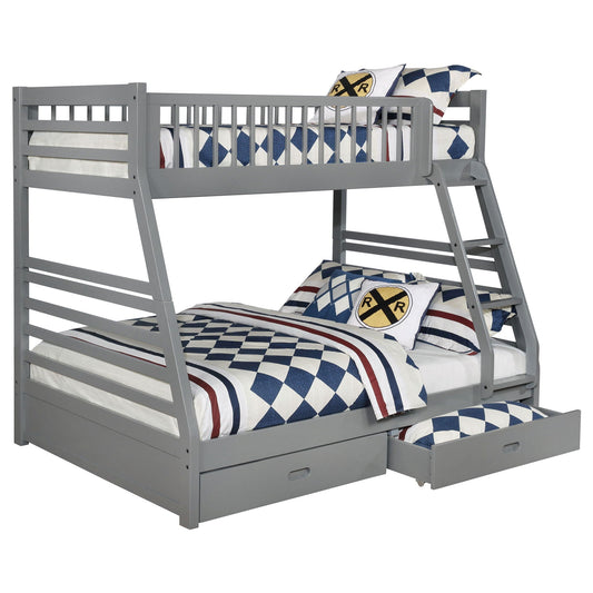 Keira gray bunk bed twin over full with two under-drawer storage by HouseOfZazla on Tampa Home & Garden Store