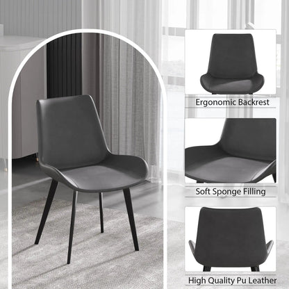 Modern dining chairs set of 2 with black PU leather and metal legs on Tampa Home & Garden Store