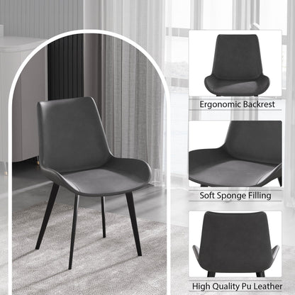 Modern dining chair set of 2 with black PU leather upholstery and metal legs on Tampa Home & Garden Store