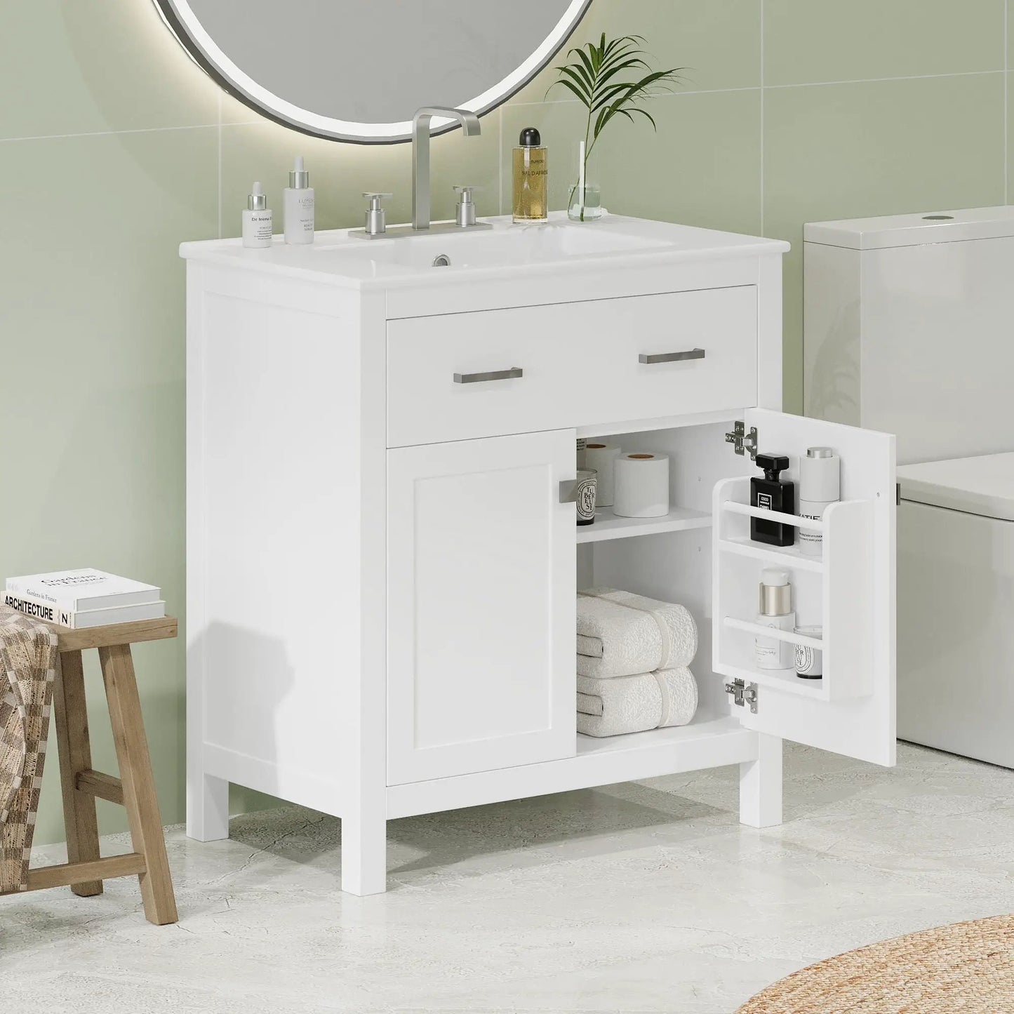 Bathroom Vanity Ceramic Sink and Soft Close Doors