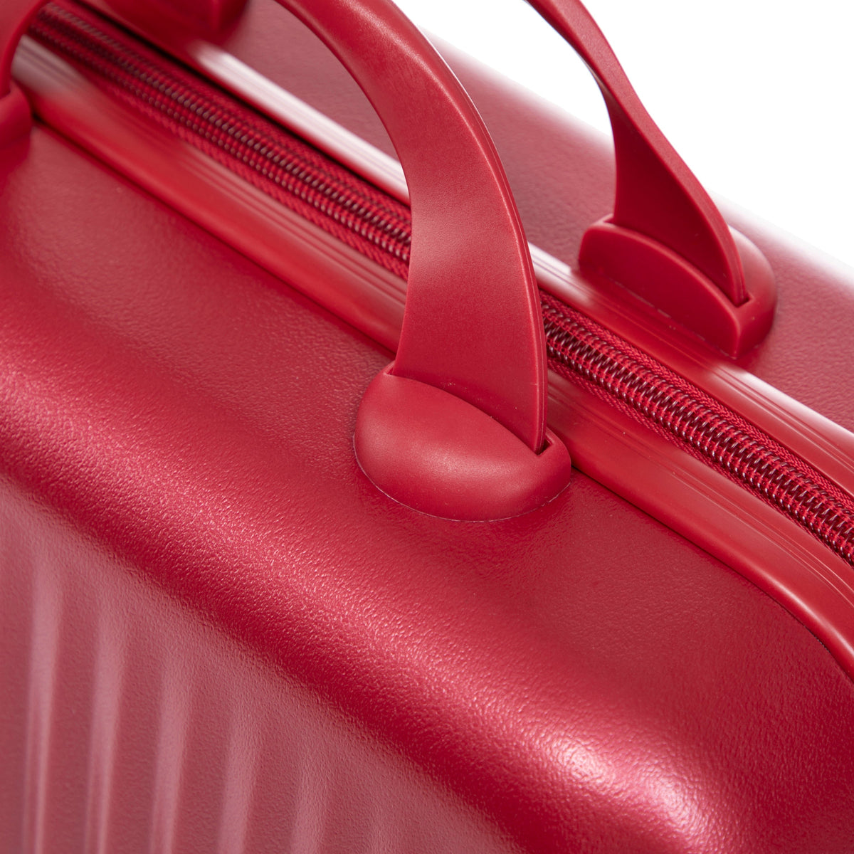 Red ABS spinner luggage set, 2-piece with textured shell and red handles on Tampa Home & Garden Store