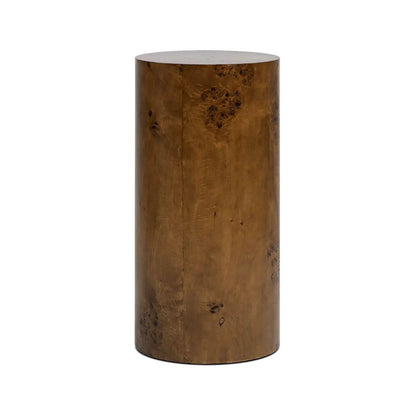 Nebula accent pillar side table with round top and burl wood finish by Unique Piece Furniture on Tampa Home & Garden Store