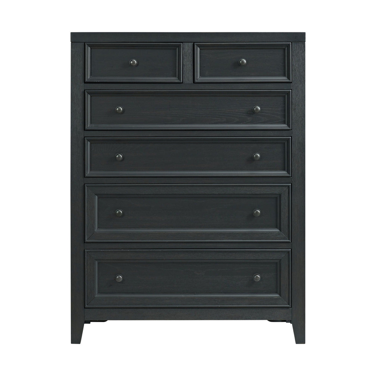 6 Drawer Chest by HouseOfZazla in black finish with raised panel fronts and metal knobs on Tampa Home & Garden Store