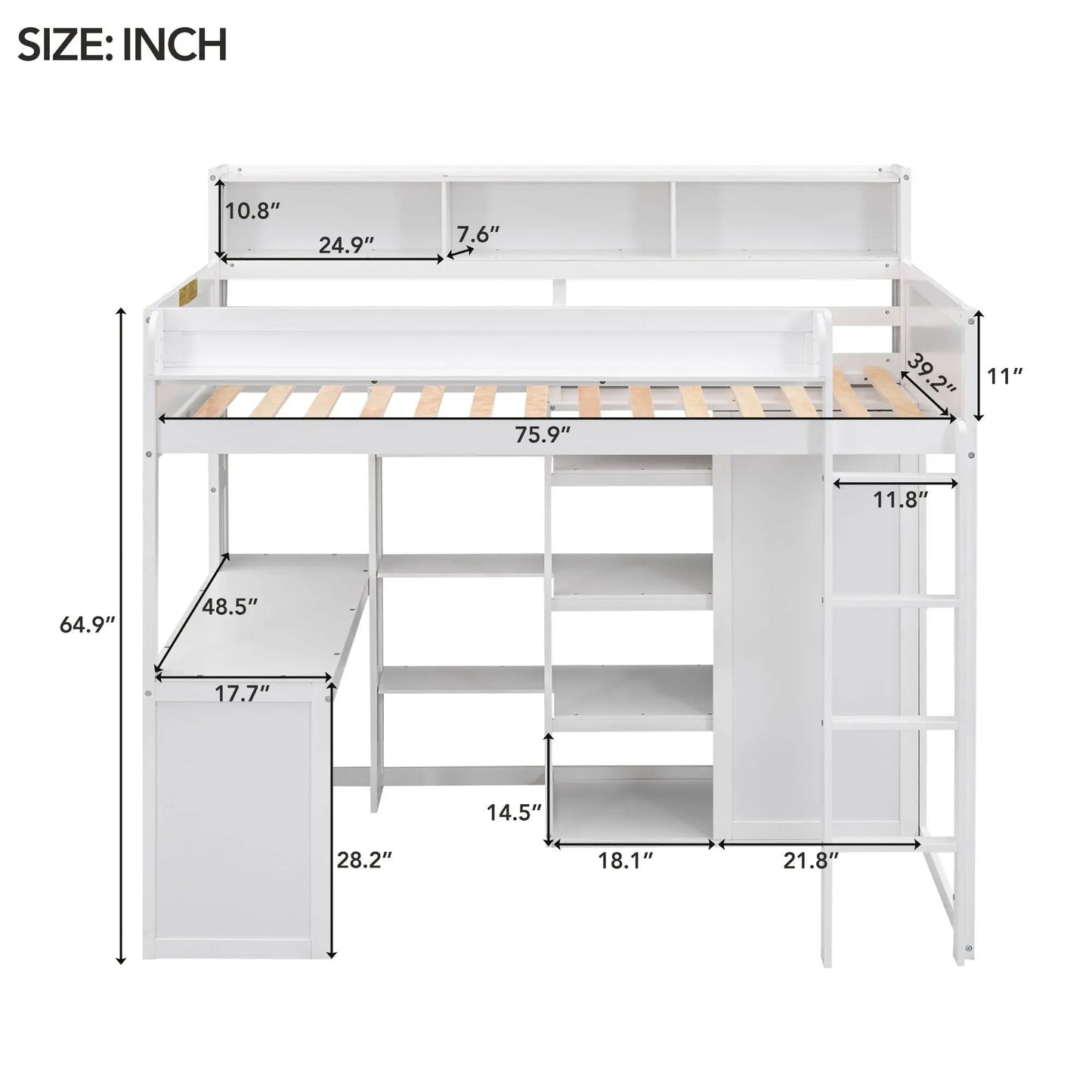 Loft Bed with Built in Desk and Wardrobe