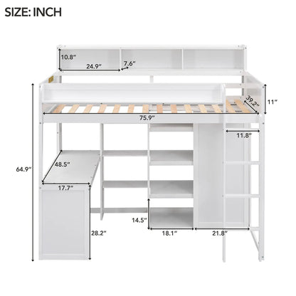 Loft Bed with Built in Desk and Wardrobe