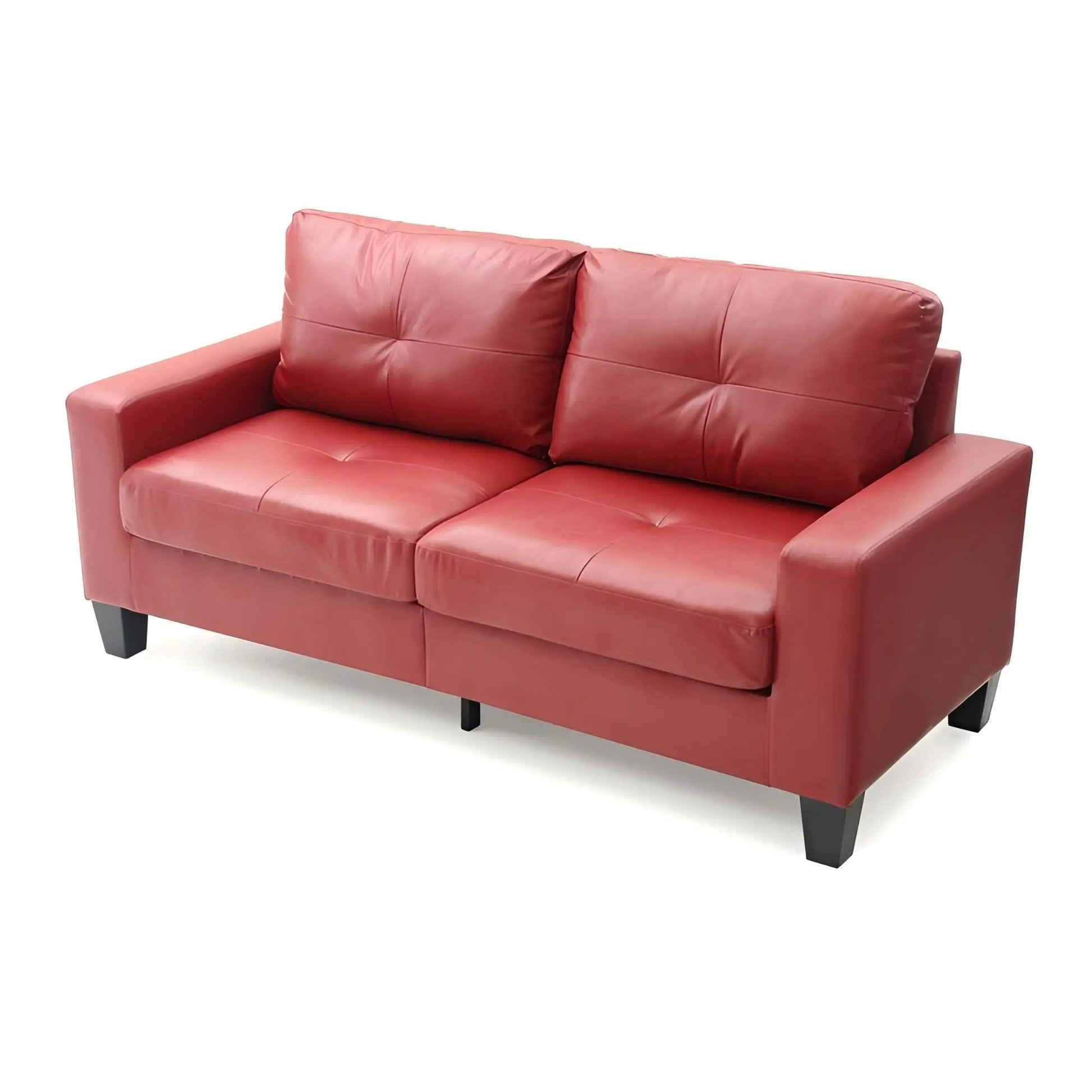 Newbury Modular Sofa red leather with tufted cushions and black legs Unique Piece Furniture on Tampa Home & Garden Store
