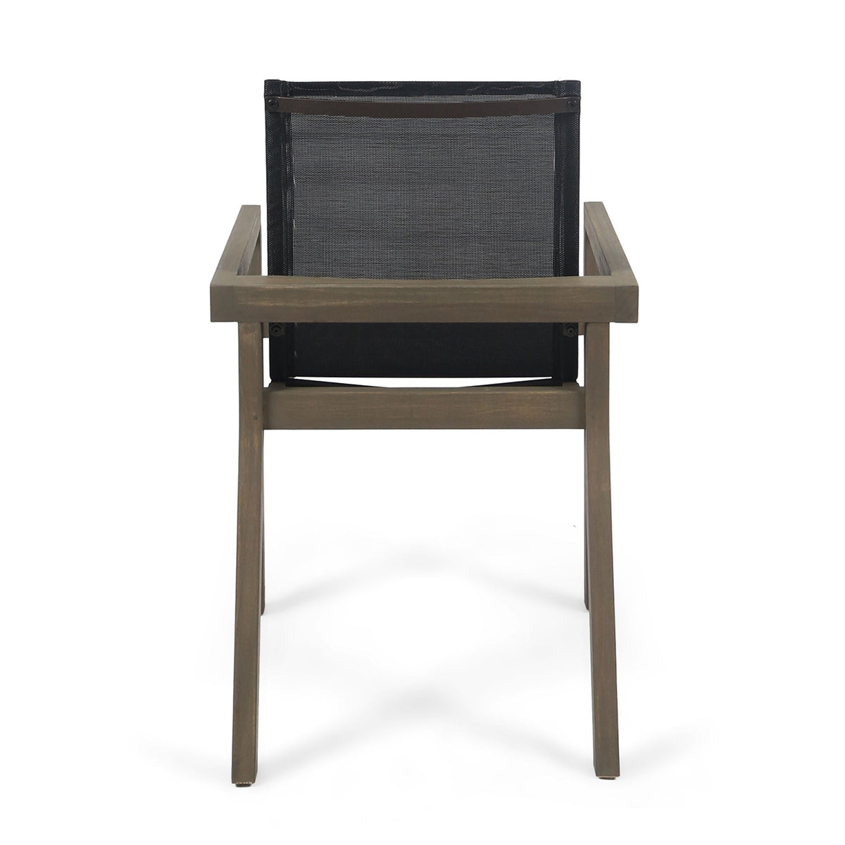 Belfast Dining Chair Set with Mesh Seating – Acacia Wood Frame, black mesh on Tampa Home & Garden Store