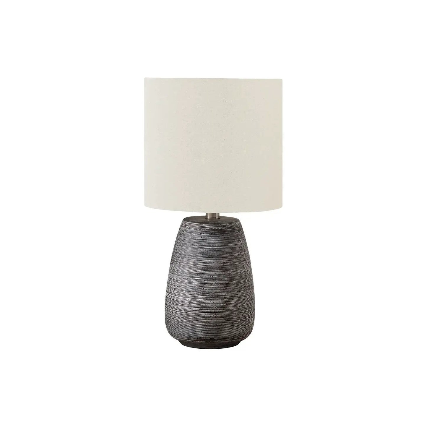 Table lamp by Unique Piece Furniture, ceramic textured base in gray with cream shade on Tampa Home & Garden Store