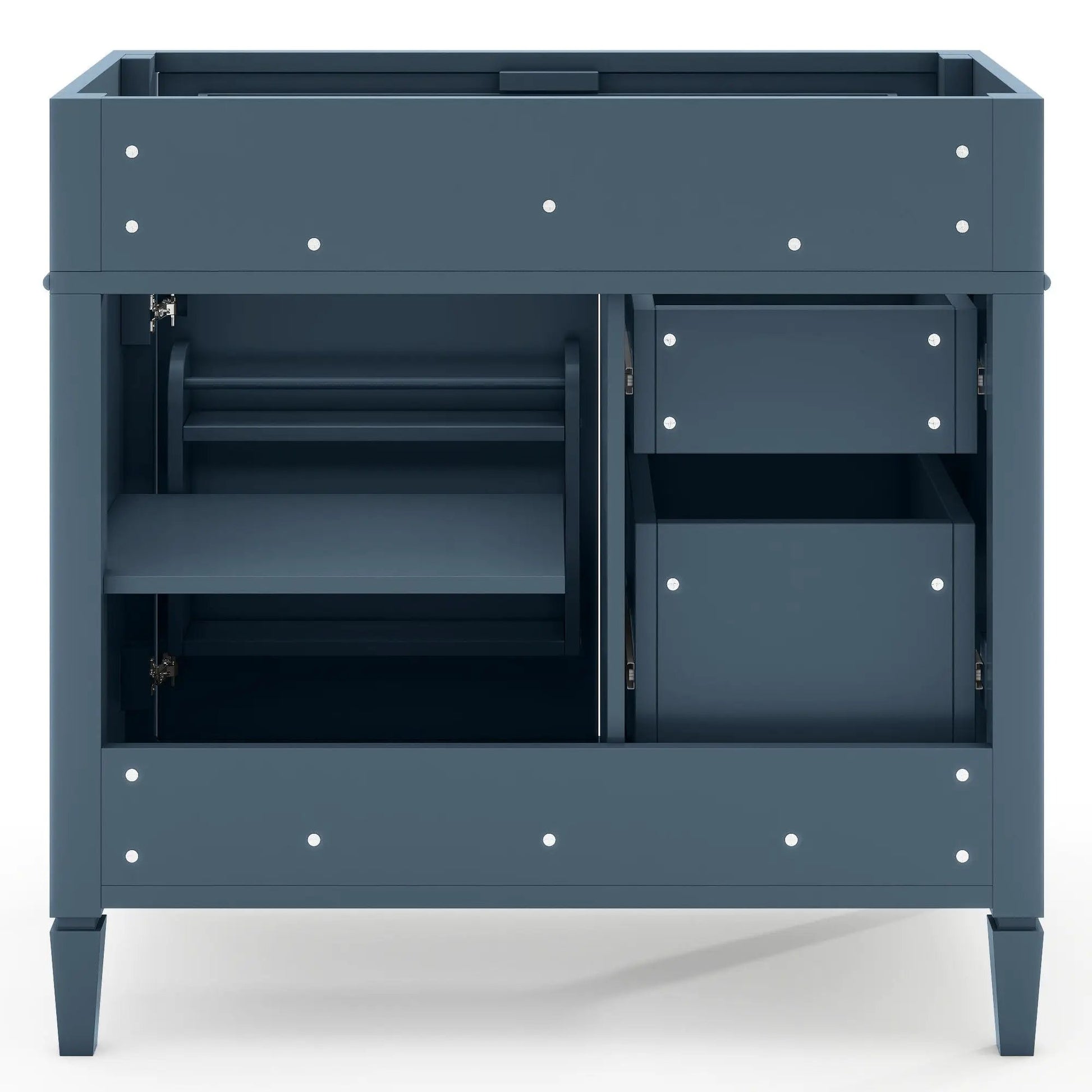 Blue bathroom vanity base with 2 drawers and a tipout drawer by Unique Piece Furniture on Tampa Home & Garden Store