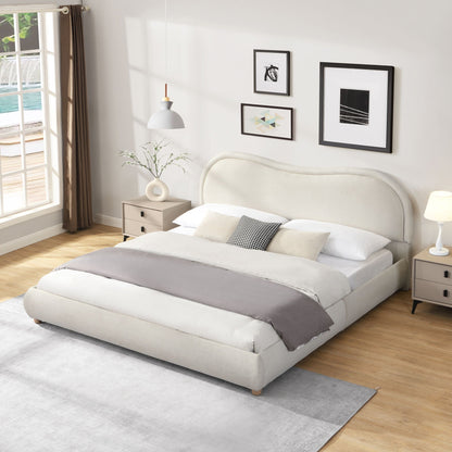 Upholstered Platform Bed with Curved Headboard