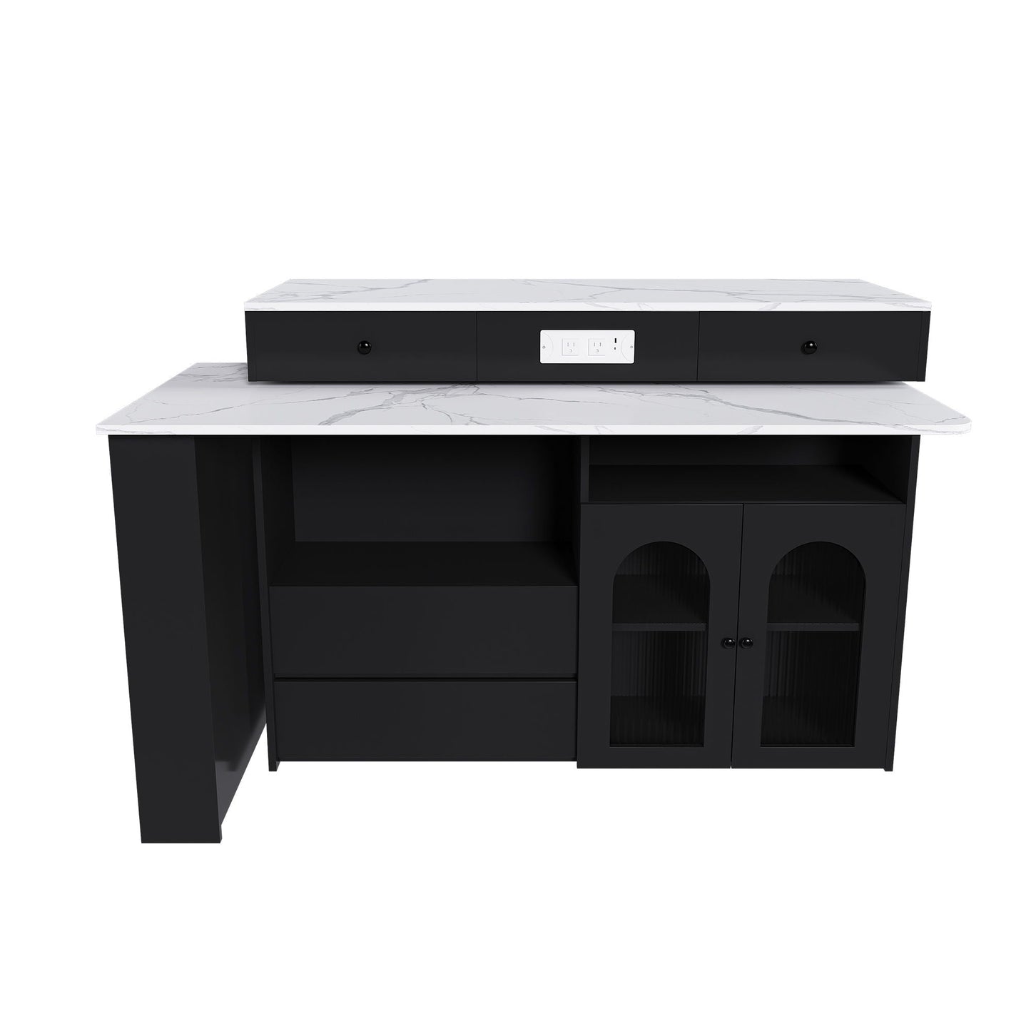 Kitchen Island with Extendable Rotating Table