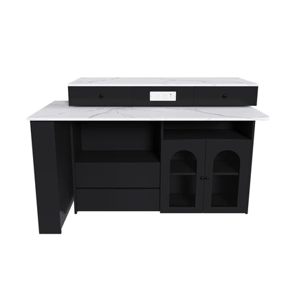 Kitchen Island with Extendable Rotating Table