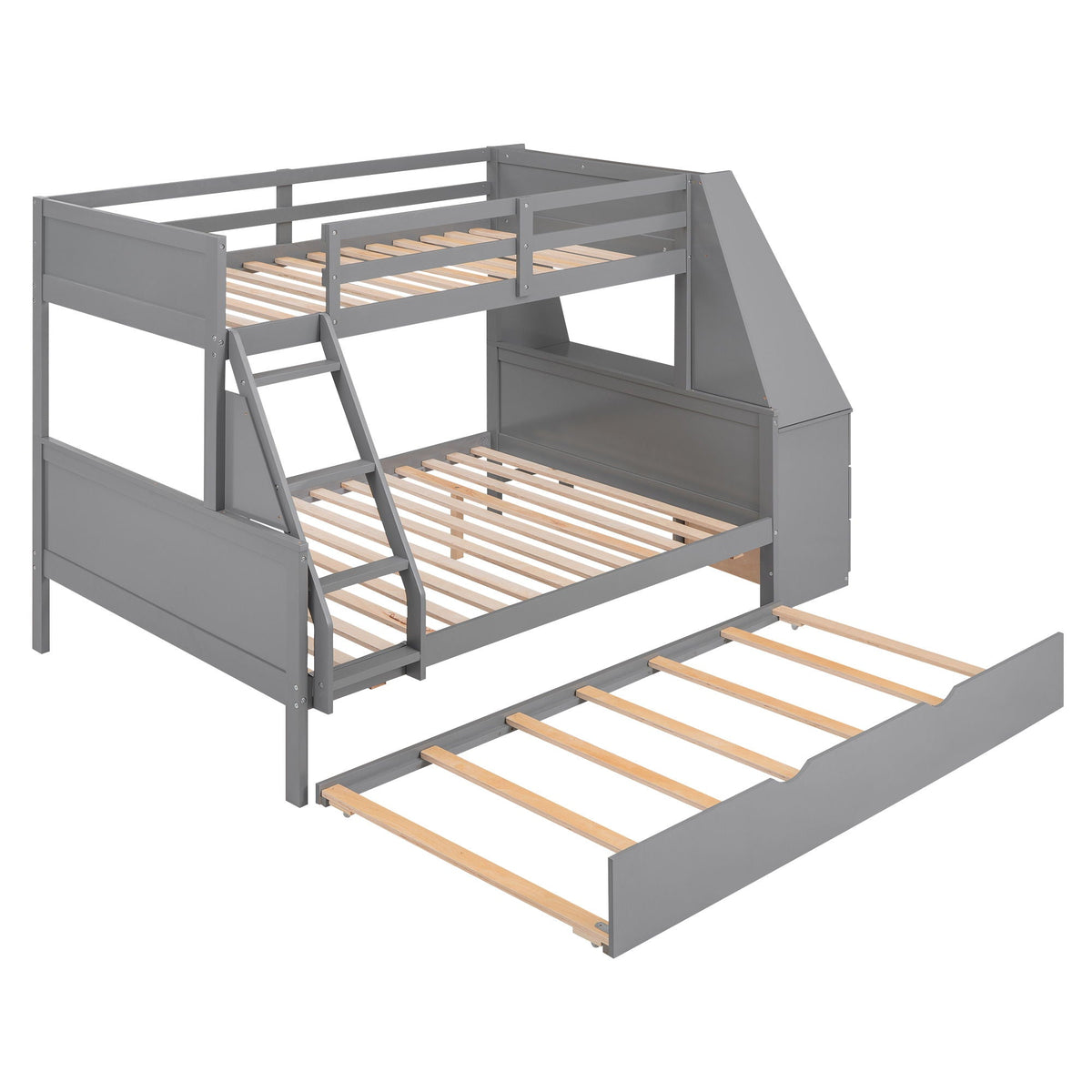 Bunk bed gray with built-in desk, trundle and three storage drawers by HouseOfZazla on Tampa Home & Garden Store