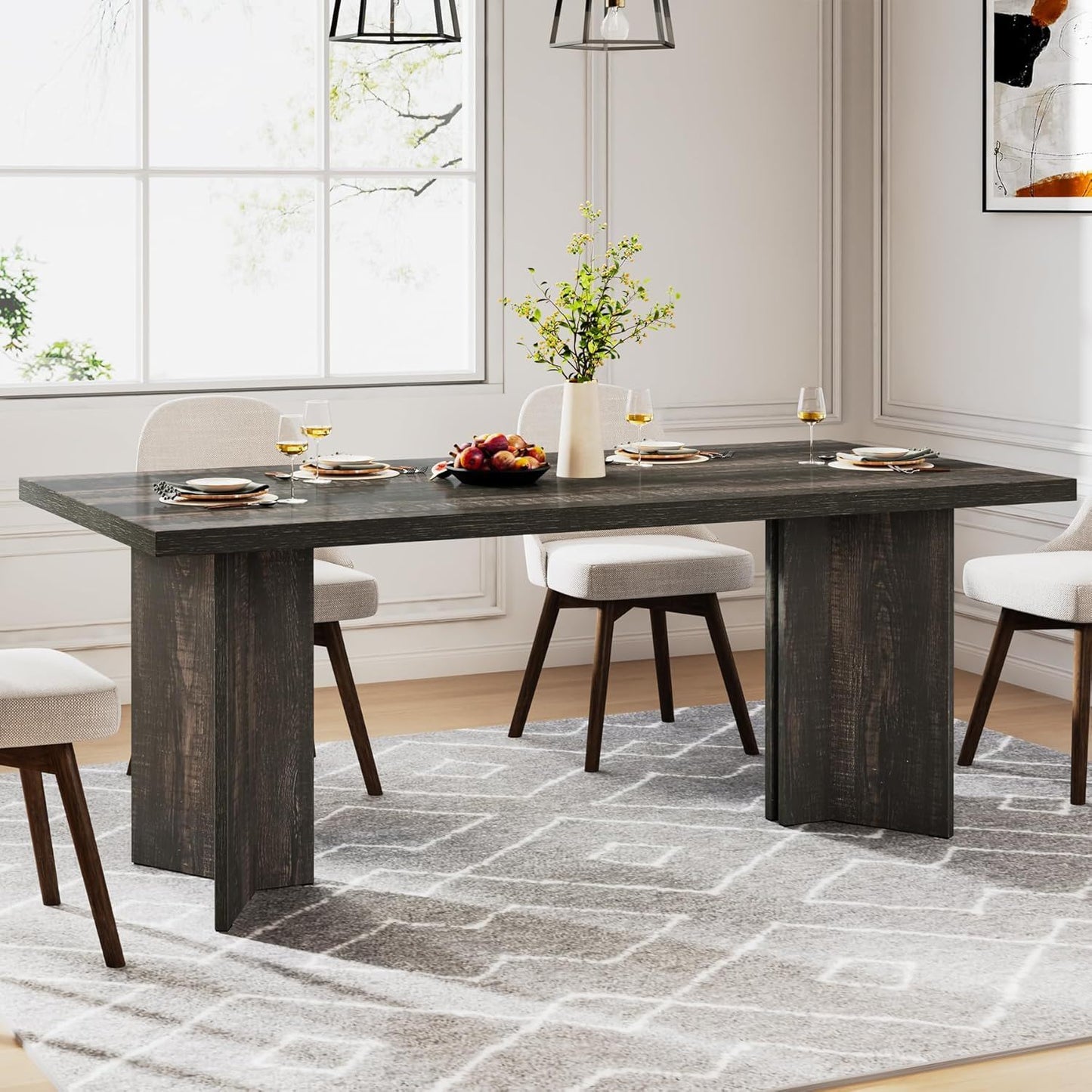 Dining Table For 4 - 6 People with thick top dark wood by HouseOfZazla on Tampa Home & Garden Store