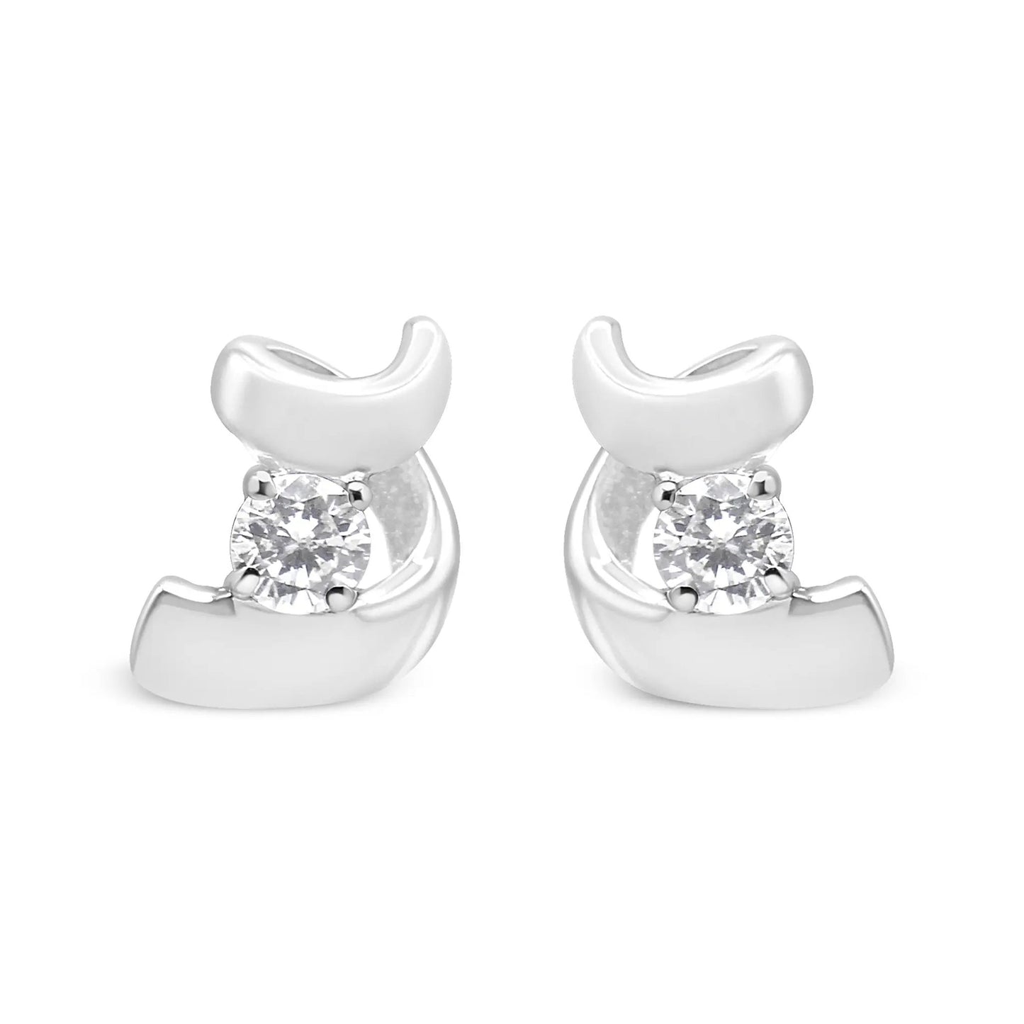 Pair of 10K white gold Espira Swirls diamond stud earrings, 1/10 ct tw on Tampa Home & Garden Store