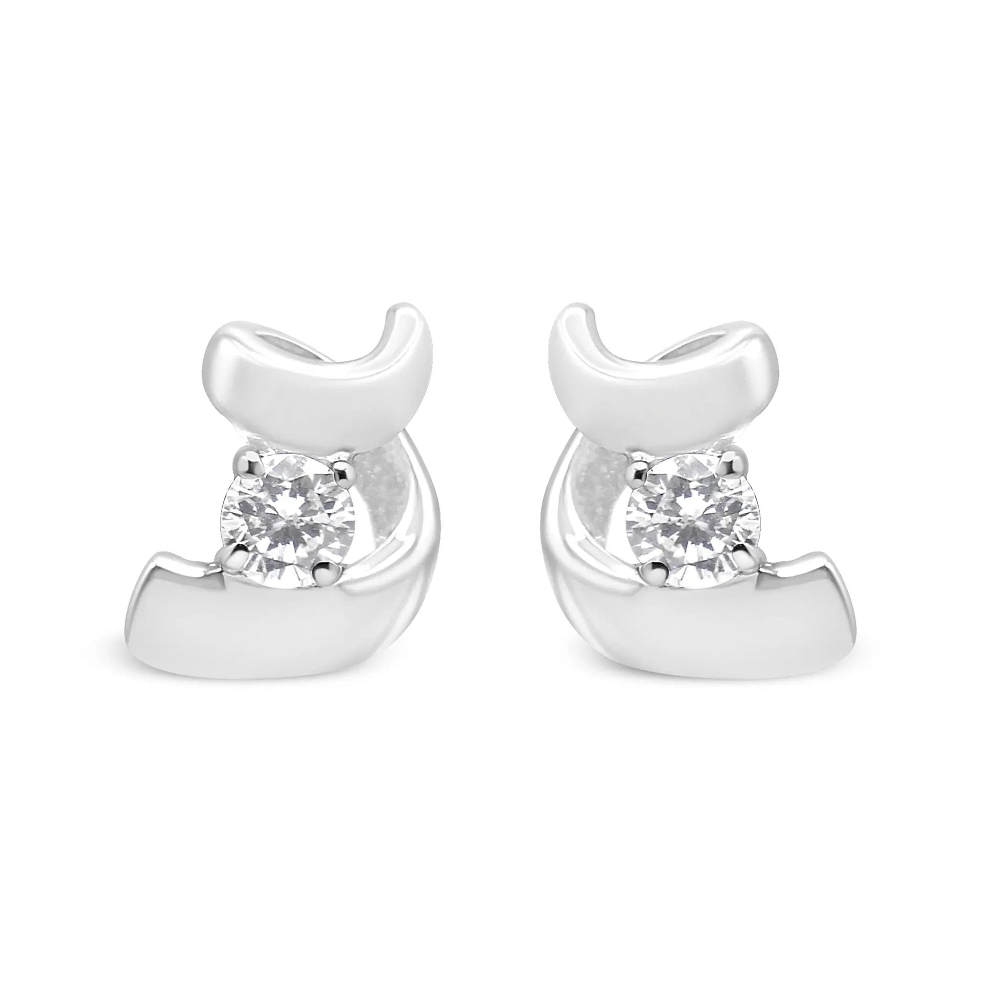 Pair of 10K white gold Espira Swirls diamond stud earrings, 1/10 ct tw on Tampa Home & Garden Store
