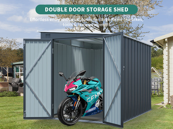 6x8ft Galvanized Steel Shed for Yard and Garden