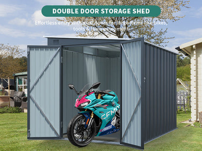6x8ft Galvanized Steel Shed for Yard and Garden