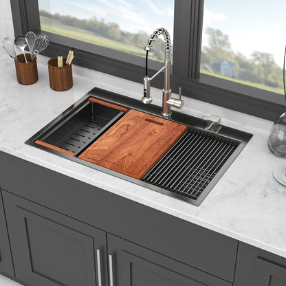 33 Inch Stainless Kitchen Sink and Workstation