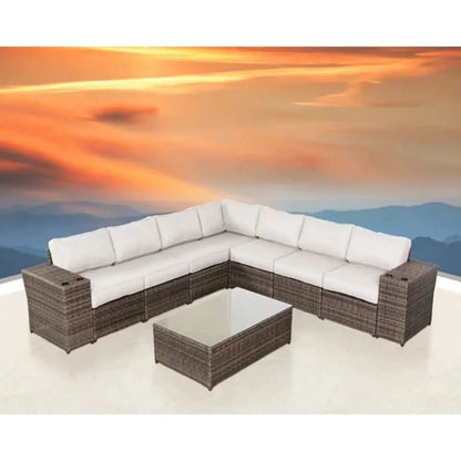 Outdoor Wicker Sectional with Weather Cushions