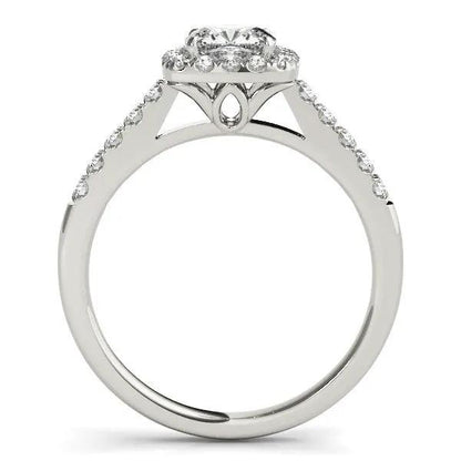 14k white gold diamond engagement ring with square outer halo and diamond-accented band on Tampa Home & Garden Store