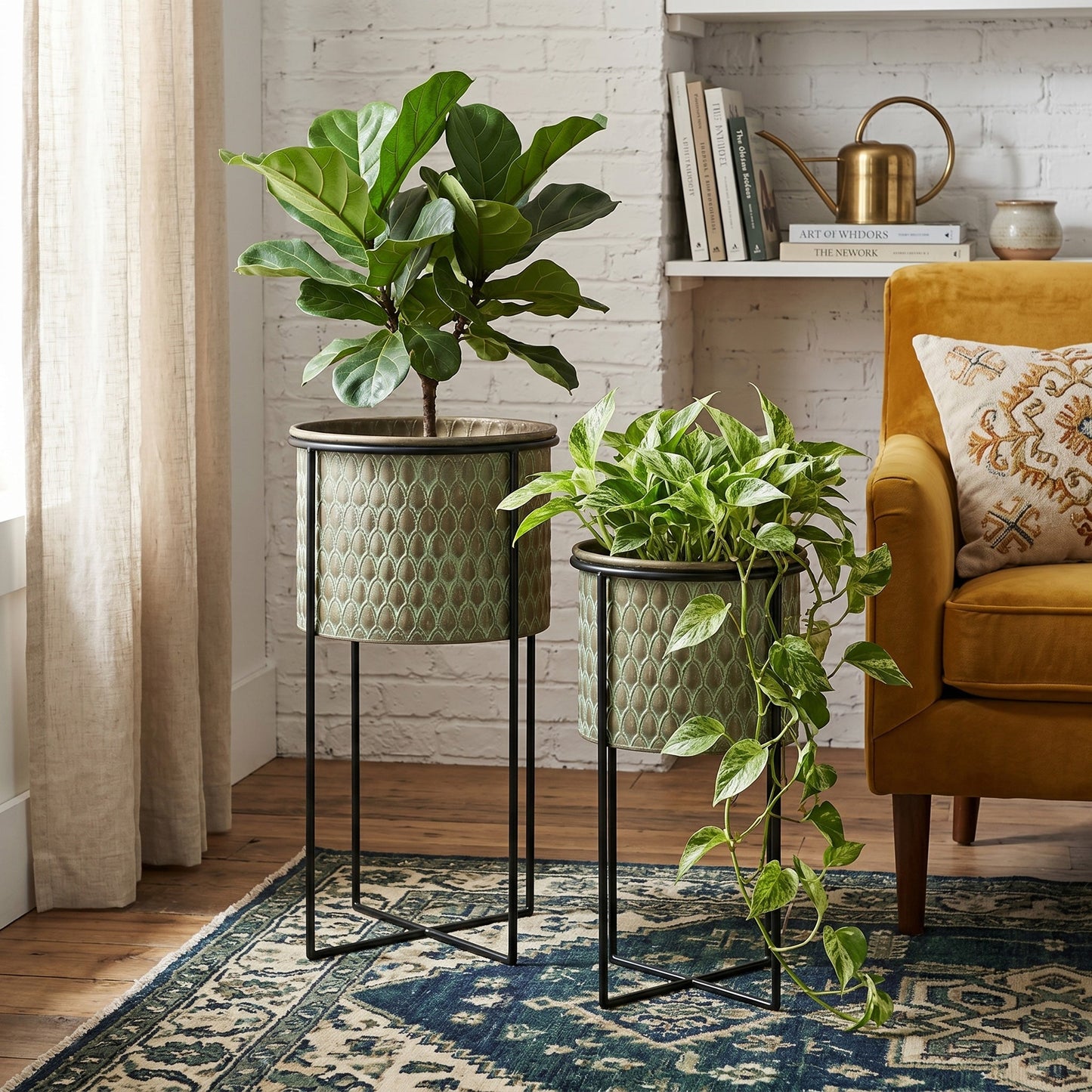Set of Two Textured and Modern Garden Pots