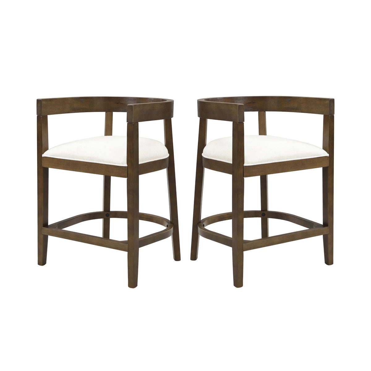 Modern rubberwood counter stools with upholstered white seats, 2-pc by HouseOfZazla on Tampa Home & Garden Store