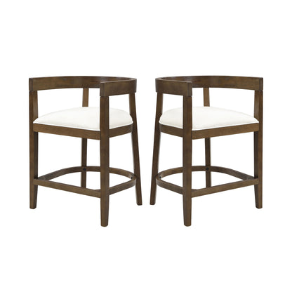 Modern rubberwood counter stools with upholstered white seats, 2-pc by HouseOfZazla on Tampa Home & Garden Store