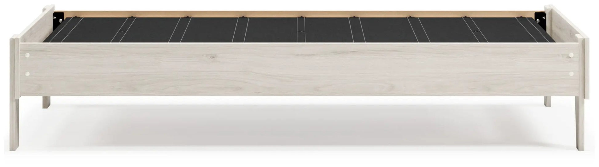 Socalle Platform Bed light wood frame with dark slat platform on Tampa Home & Garden Store