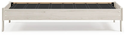 Socalle Platform Bed light wood frame with dark slat platform on Tampa Home & Garden Store